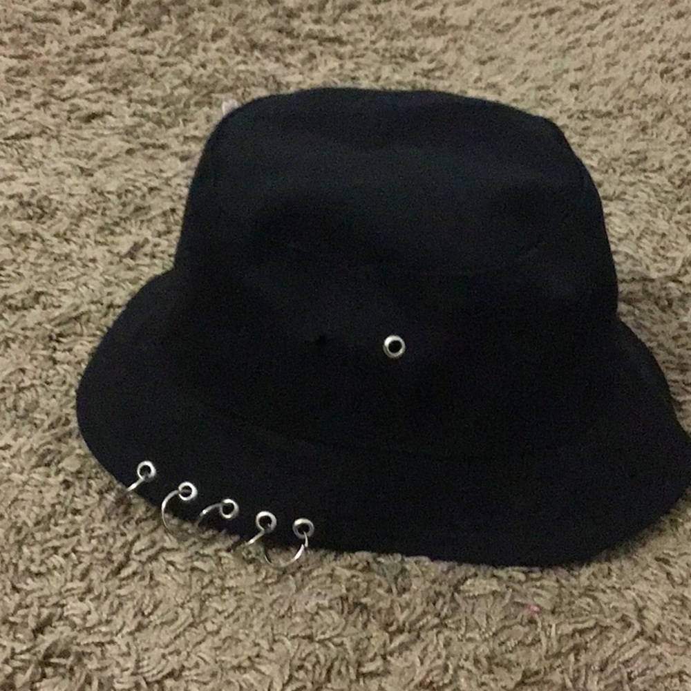Black pierced bucket hat